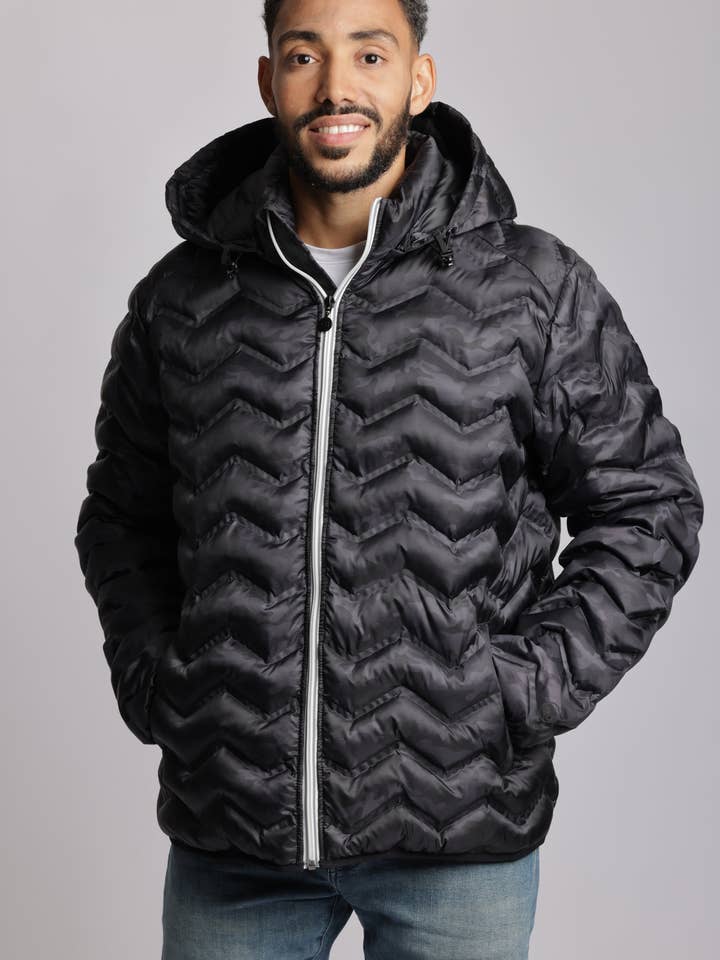 Casaco embalável para homem em preto camo por atacado de O8 Lifestyle