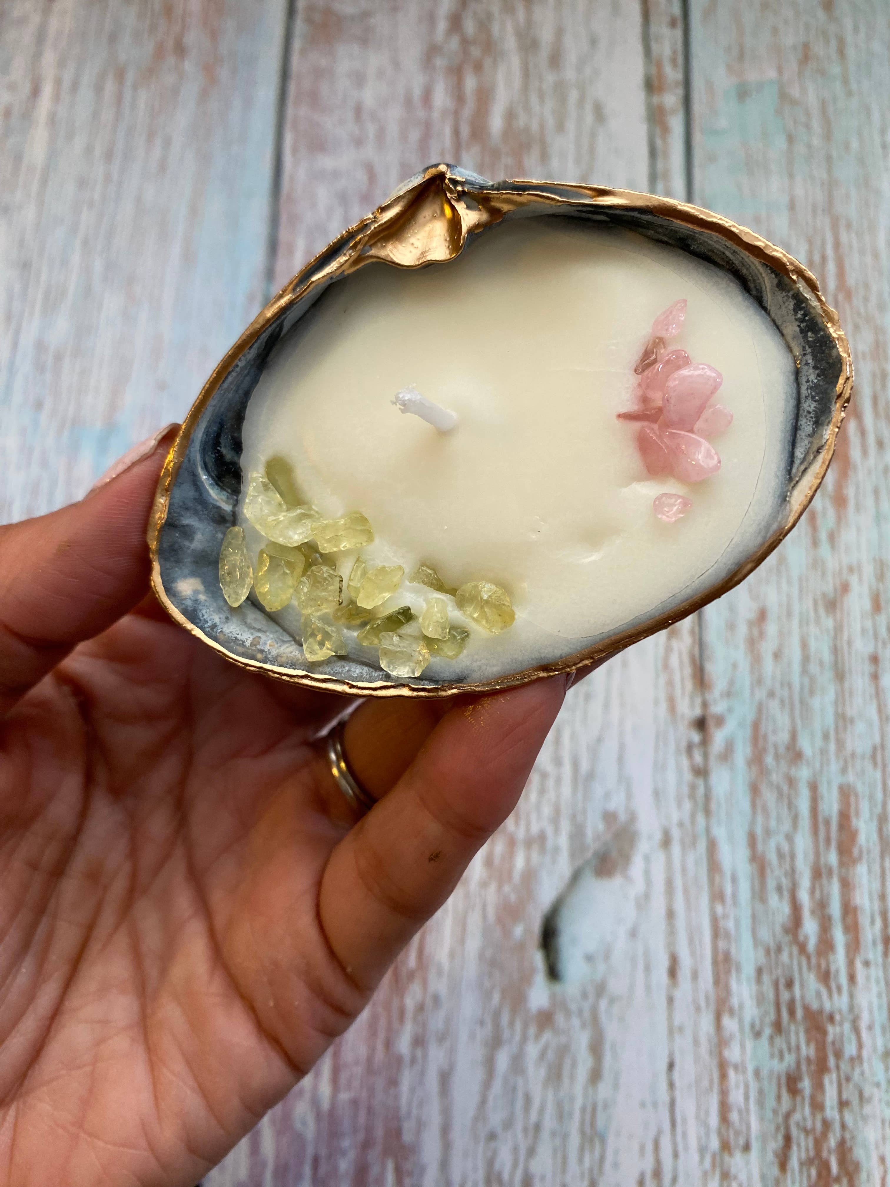 Serenity Shells - Wholesale Jar/Filled Candle - Citrine and Strawberry Quartz Candle Shell0