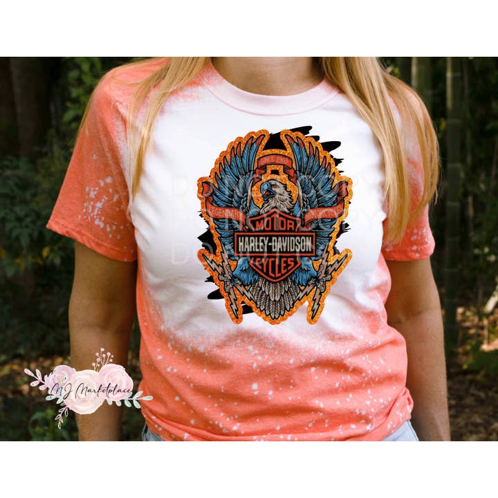 Graphic T-Shirt Eagle Motorcycle Bleached for wholesale by MJ MarketPlace