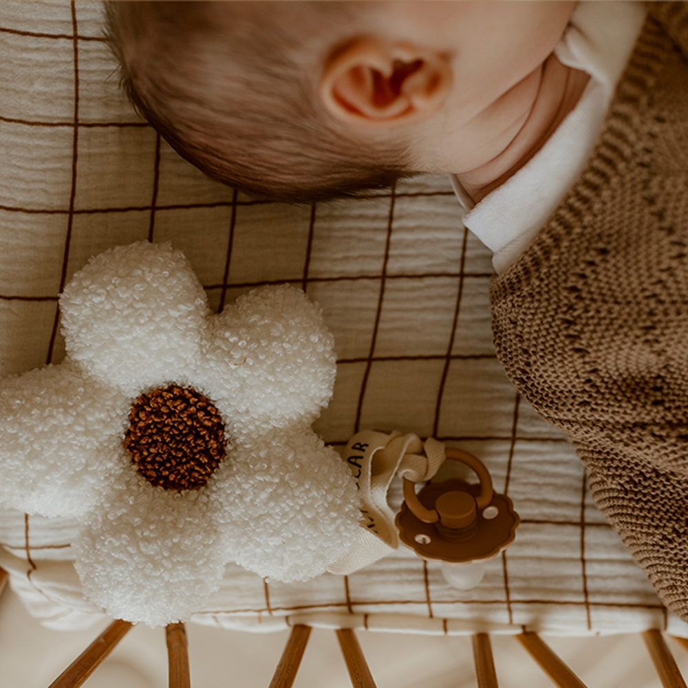 Atelier Wagram - Wholesale Pacifier Clip - Baby - Pacifier holder rattle flower plush ecru / beige3