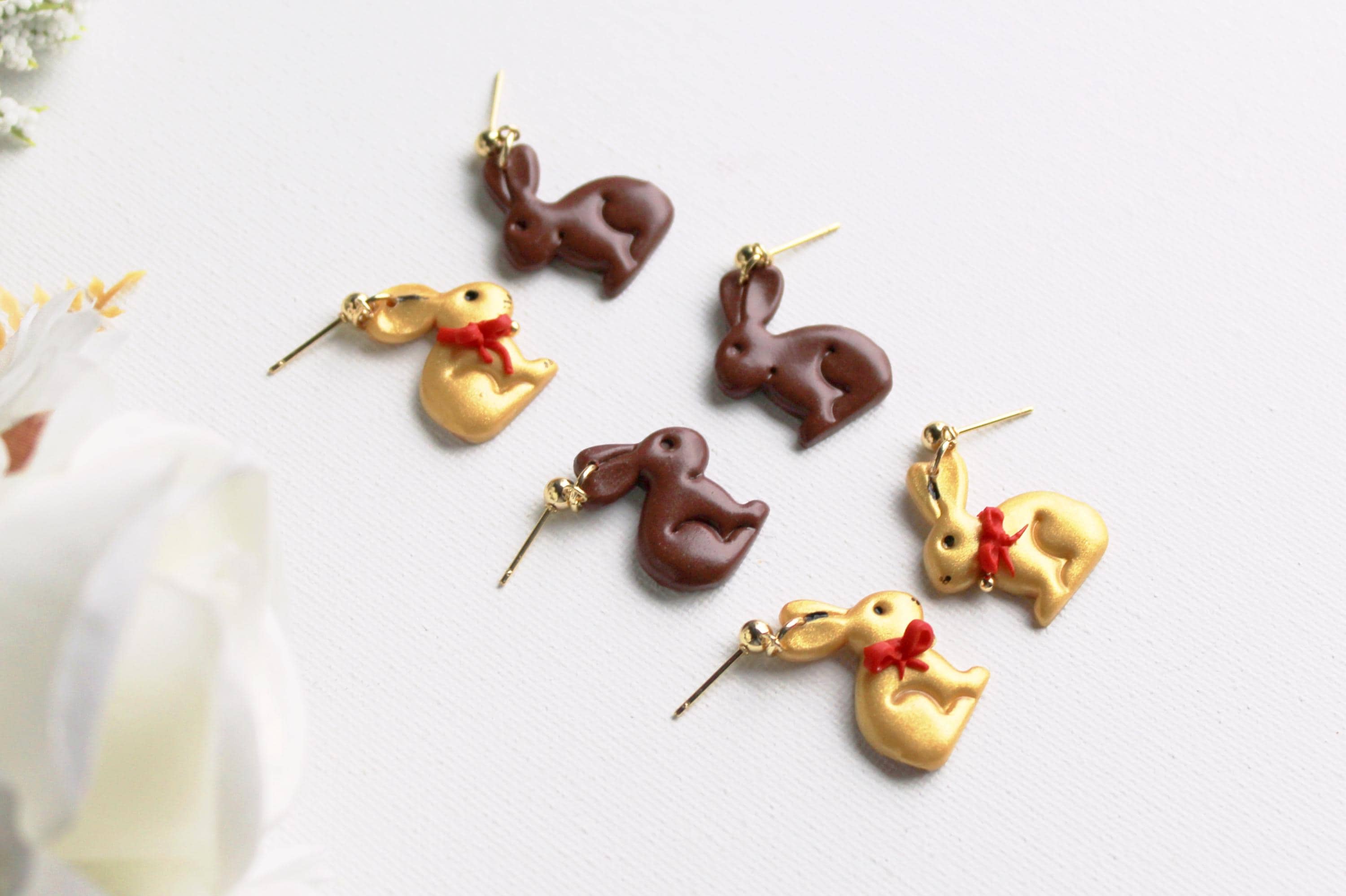 Studio Niani - Wholesale Dangle Earrings - Chocolate Bunny Earrings, Easter Earrings, Gold & Brown4