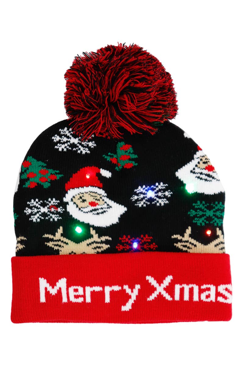Cap Zone - Wholesale Beanie - Kids - Toddlers Christmas LED Light-Up Cuffed Beanie7
