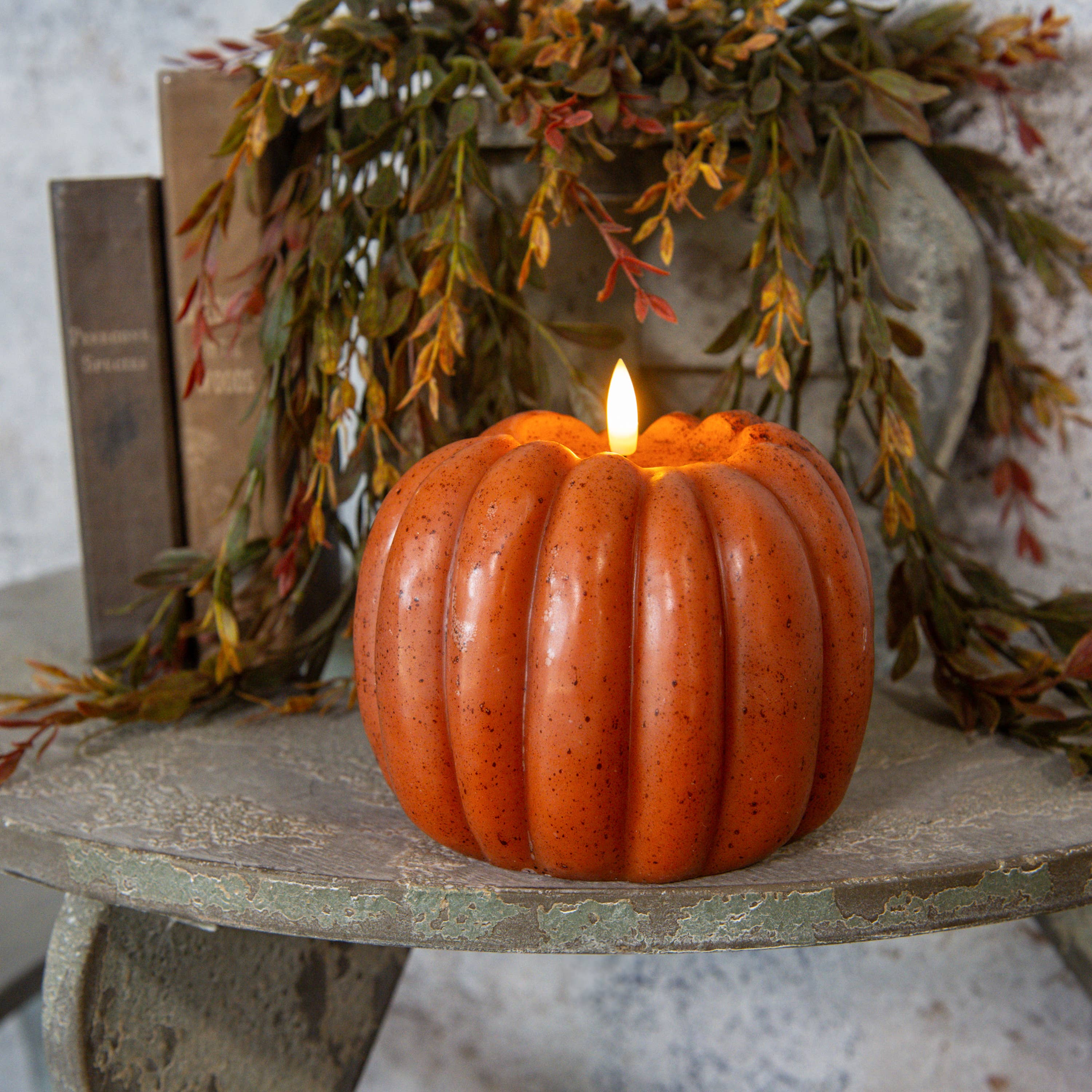 Ragon House - Wholesale Flameless Candle - 5" ORANGE 3D FLAME PUMPKIN CANDLE0