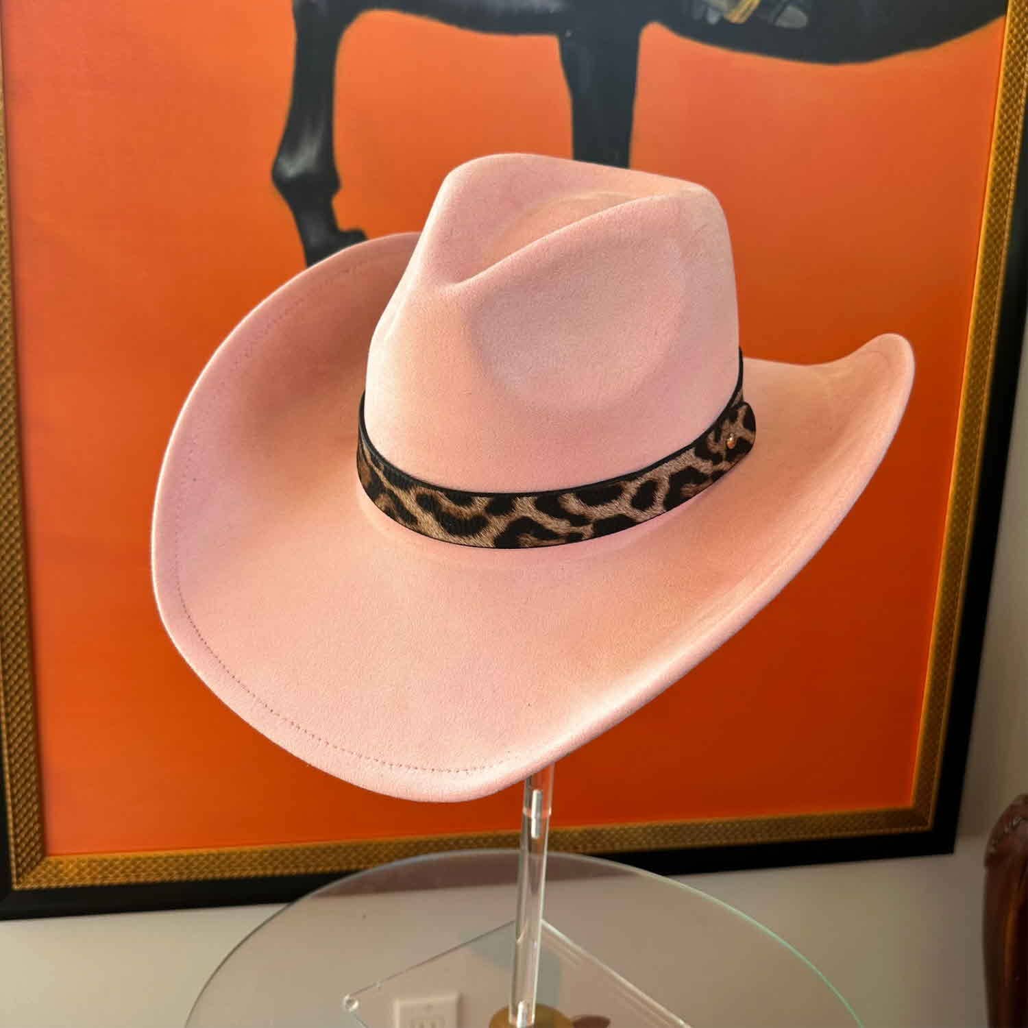 Bella Betty - Wholesale Cowboy Hat - Women's - Fashion Vegan Suede Cowboy hat  W/ Leopard Belt 14