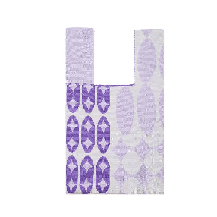 Selini New York - Wholesale Tote Bag - Women's - Mini Purple & Pink Abstract Knit Tote Bag