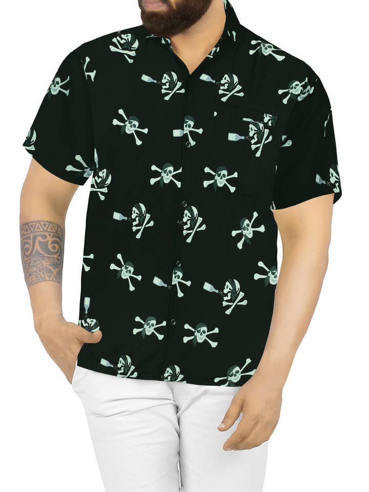 Camisa Havaiana Piratas de Praia para Homem por atacado de Happy Bay / La Leela