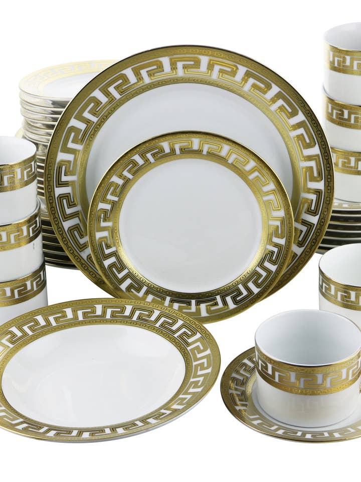40-pc Dinnerware Set - Greek Key for wholesale by Three Star IM/EX Inc.