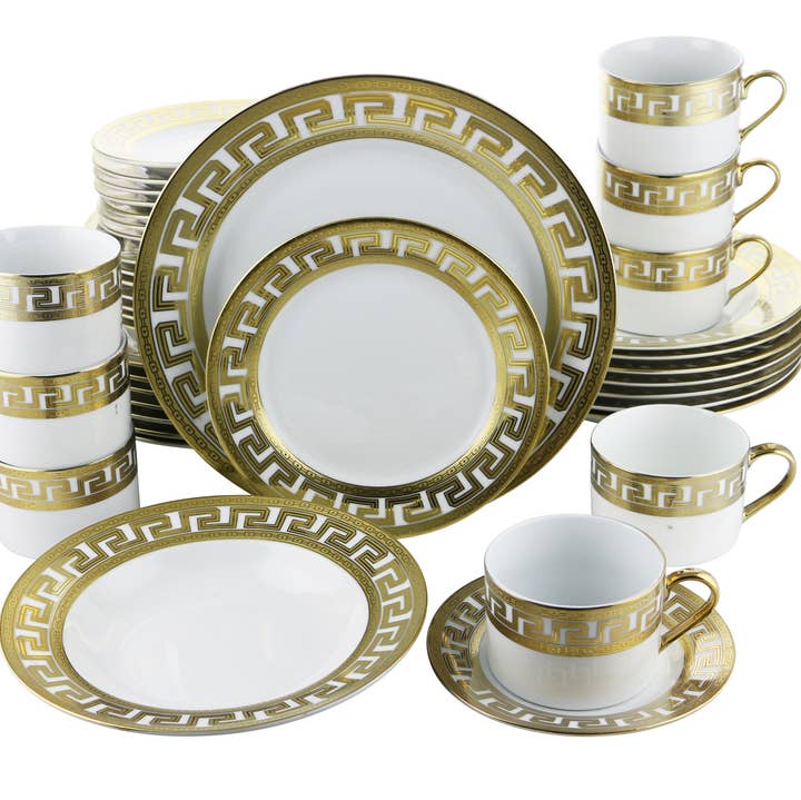 Three Star IM/EX Inc. - Wholesale Dinnerware Set - 40-pc Dinnerware Set - Greek Key0