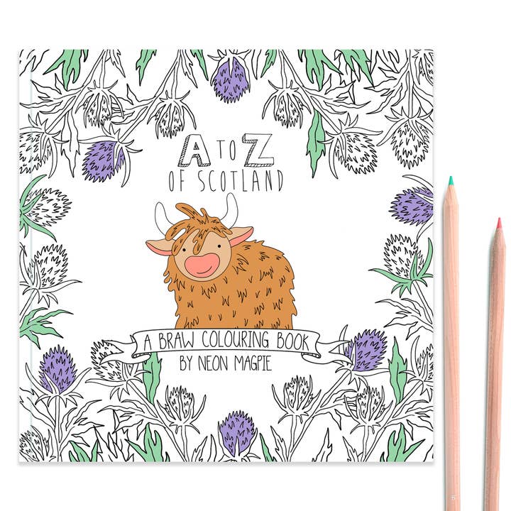 Neon Magpie - Wholesale Colouring and activity book – adult - A - Z of Scotland Colouring Book