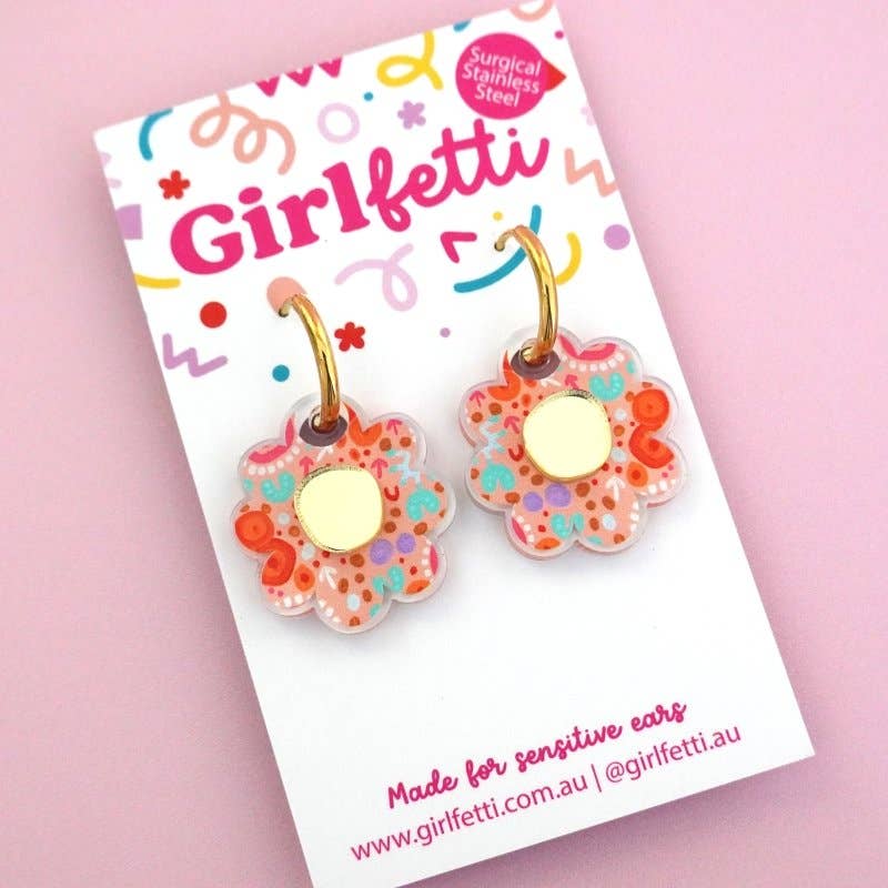 Girlfetti - Wholesale Dangle Earrings - 'Happy Days 3' Acrylic Flower Dangle Earrings4