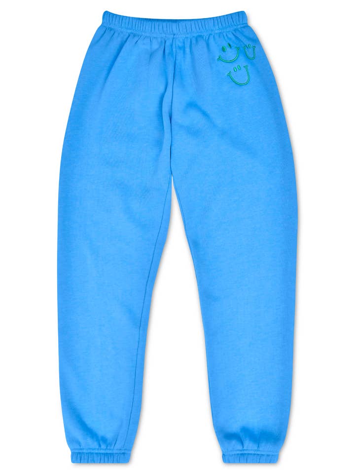 Iscream - Wholesale Lounge Sweatpants/Joggers - Kids - Happy Faces Bright Blue Basic Sweatpants (SMALL 6-8)