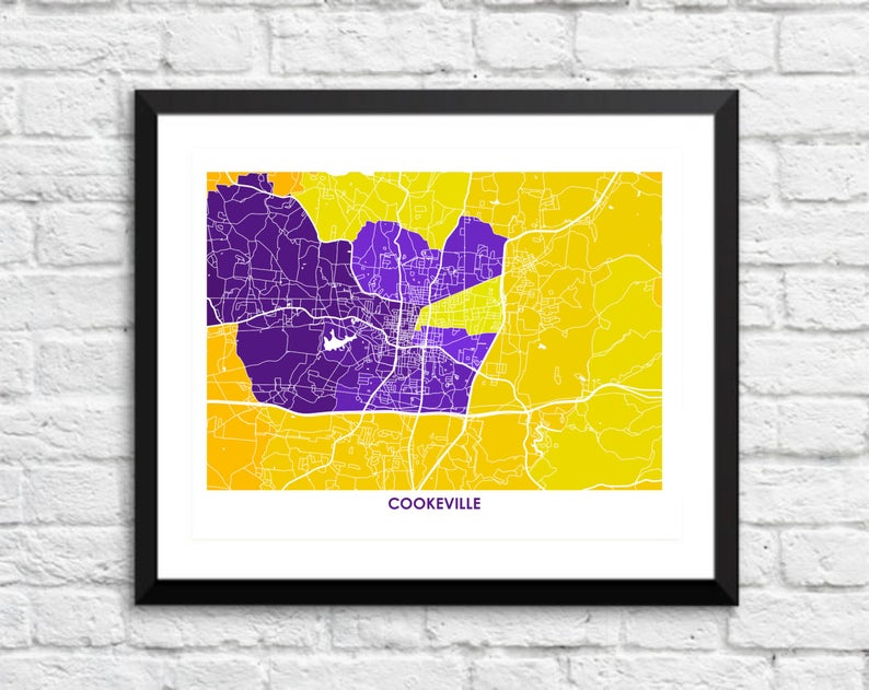 Juanita's Adventures - Wholesale Art Print - Juanitas Cookeville Map Print2