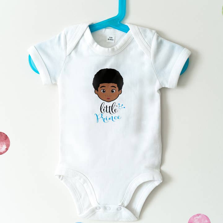 Mosi Baby Organic Cotton 'Little Prince' Bodysuit Black Boy for wholesale by Lela