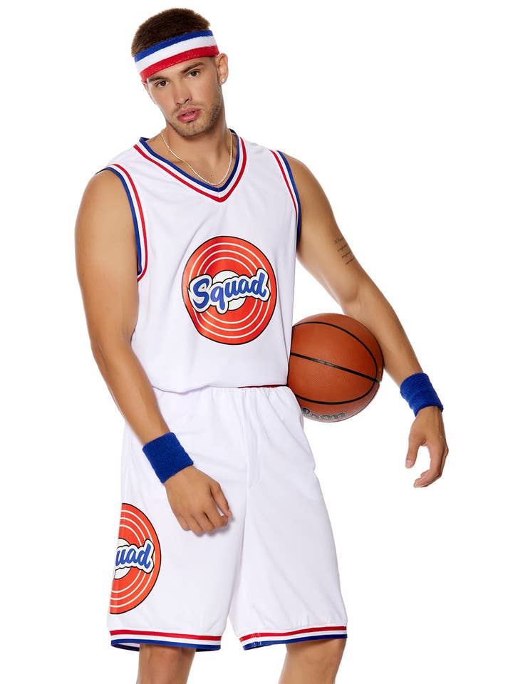 White Nothing But Net Men's Basketball Costume for wholesale on Faire