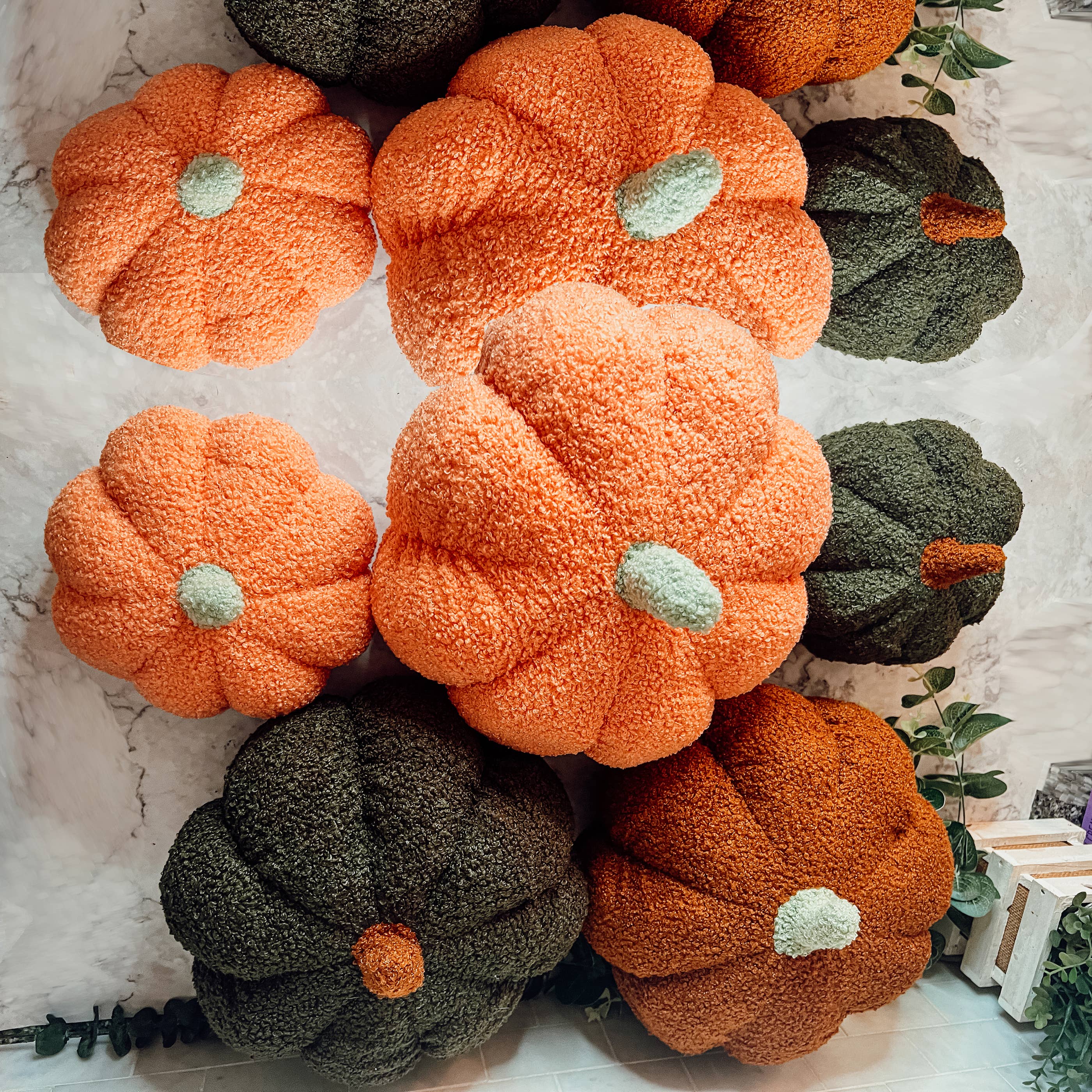 Gia Roma - Wholesale Decorative Tabletop Object - Neutral Fall + Halloween Home Decor, Cute Cotton Pumpkins BW59