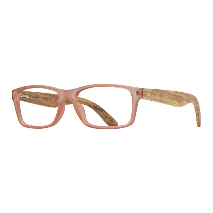 Avalon Reader - Matte Blush / Walnut Wood + Blue Light 0.00 for wholesale by Blue Planet Eco-Eyewear