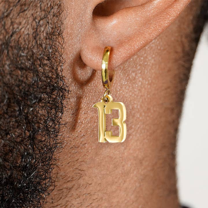 13 Number Earring - 18K Gold Plated Stainless Steel for wholesale on Faire