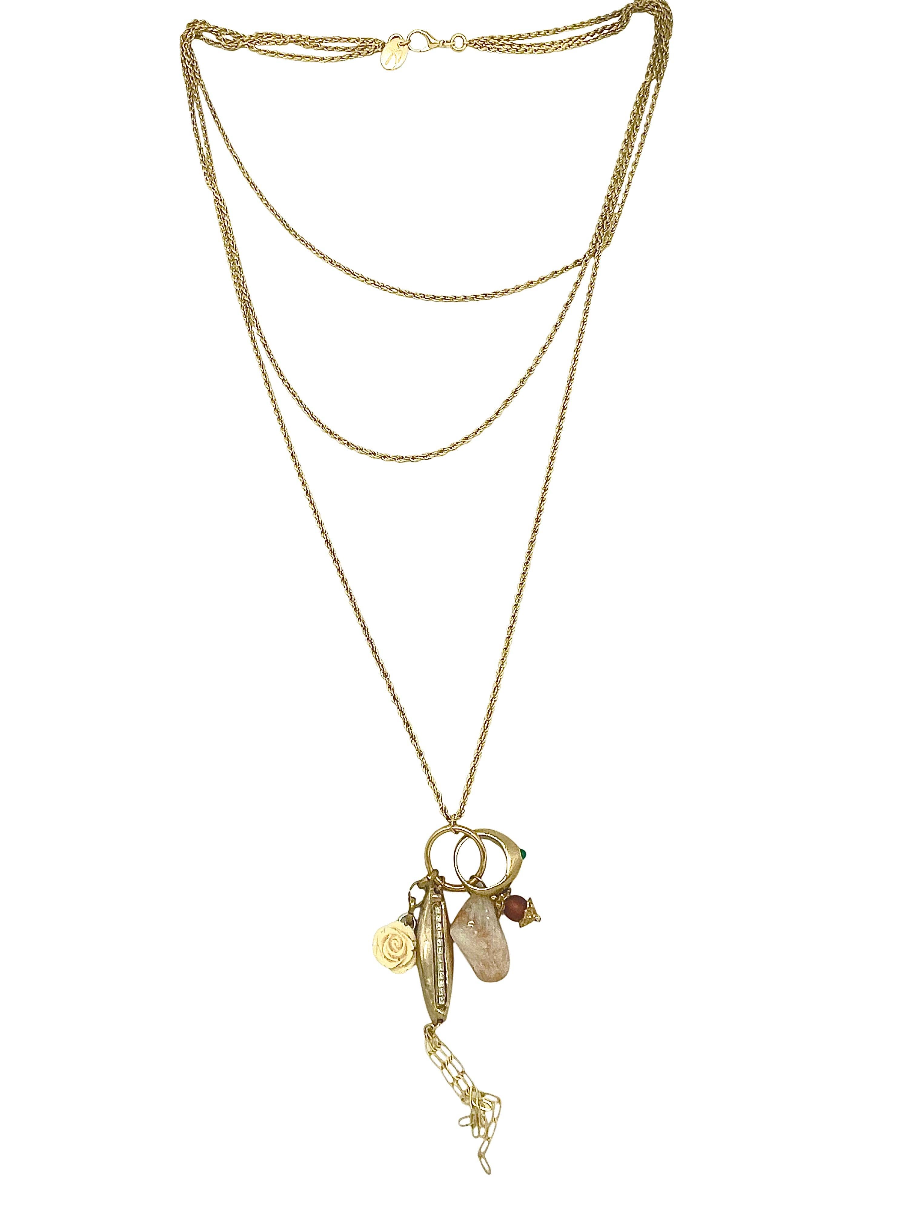 Gloria Mago - Wholesale Pendant/Charm Necklace - Trinity Drift Necklace in gold-plated brass charms0