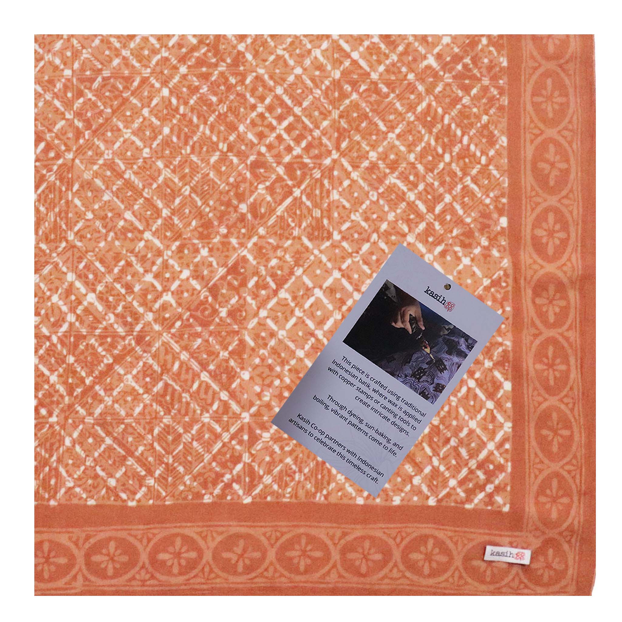 Kasih Co-op – Großhandel Bandana – Damen –  Batik-Bandana, weiche, leichte Baumwolle, Braun, Pfirsichkoralle4