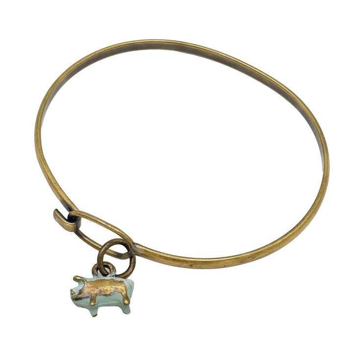 Gleeful Peacock - Wholesale Individual Charm/Pendant - Pig Charm Bracelet, Necklace, or Charm Only