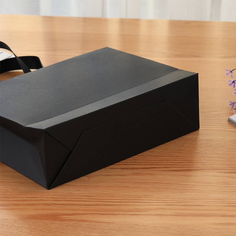 ByHome - Vente Pochette cadeau - Sac cadeau en papier noir intégral avec corde torsadée de qualité supérieure et papier de soie1