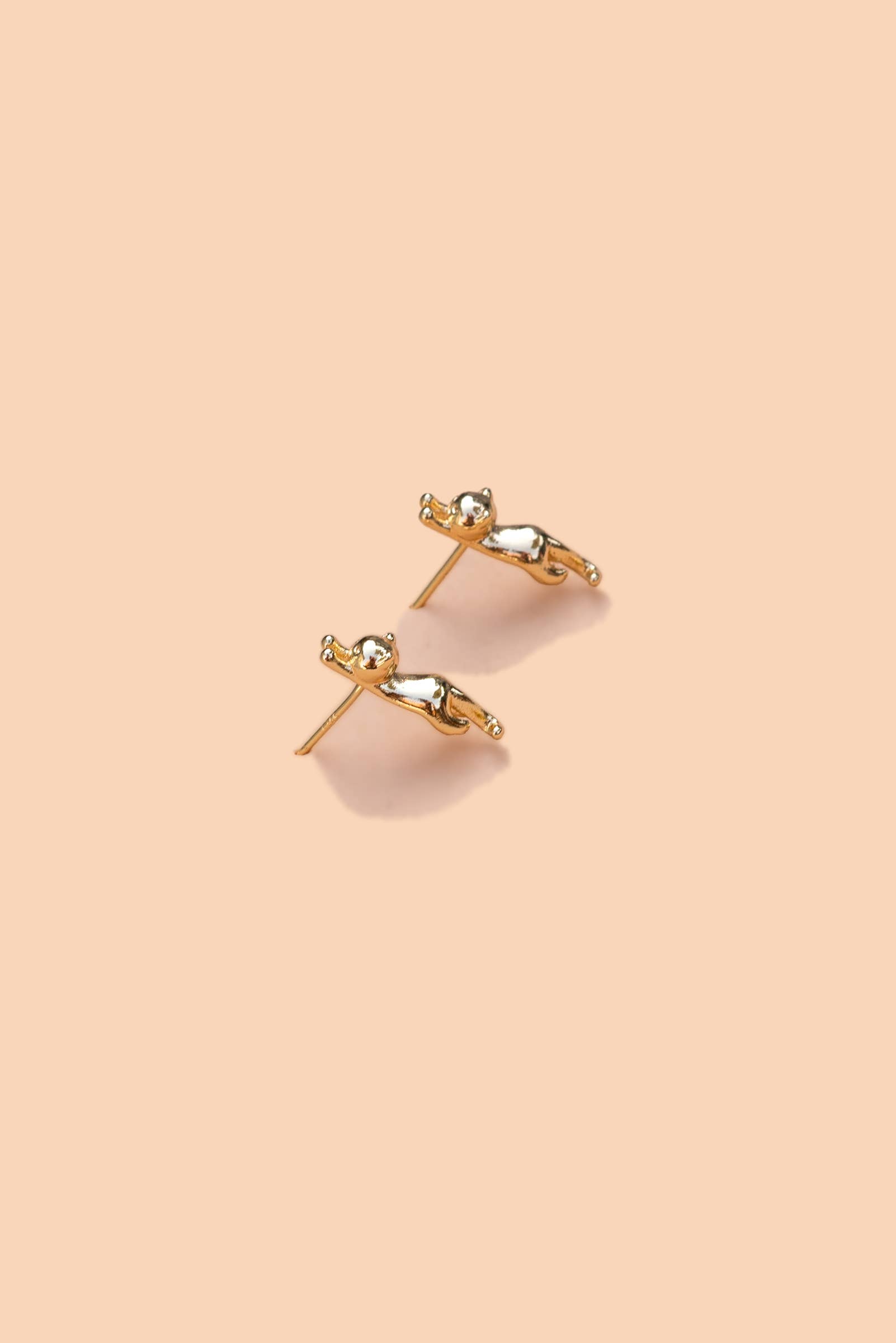 Peter and June – Brincos de pino por atacado – Meow Studs - Banhado a Ouro 18K1