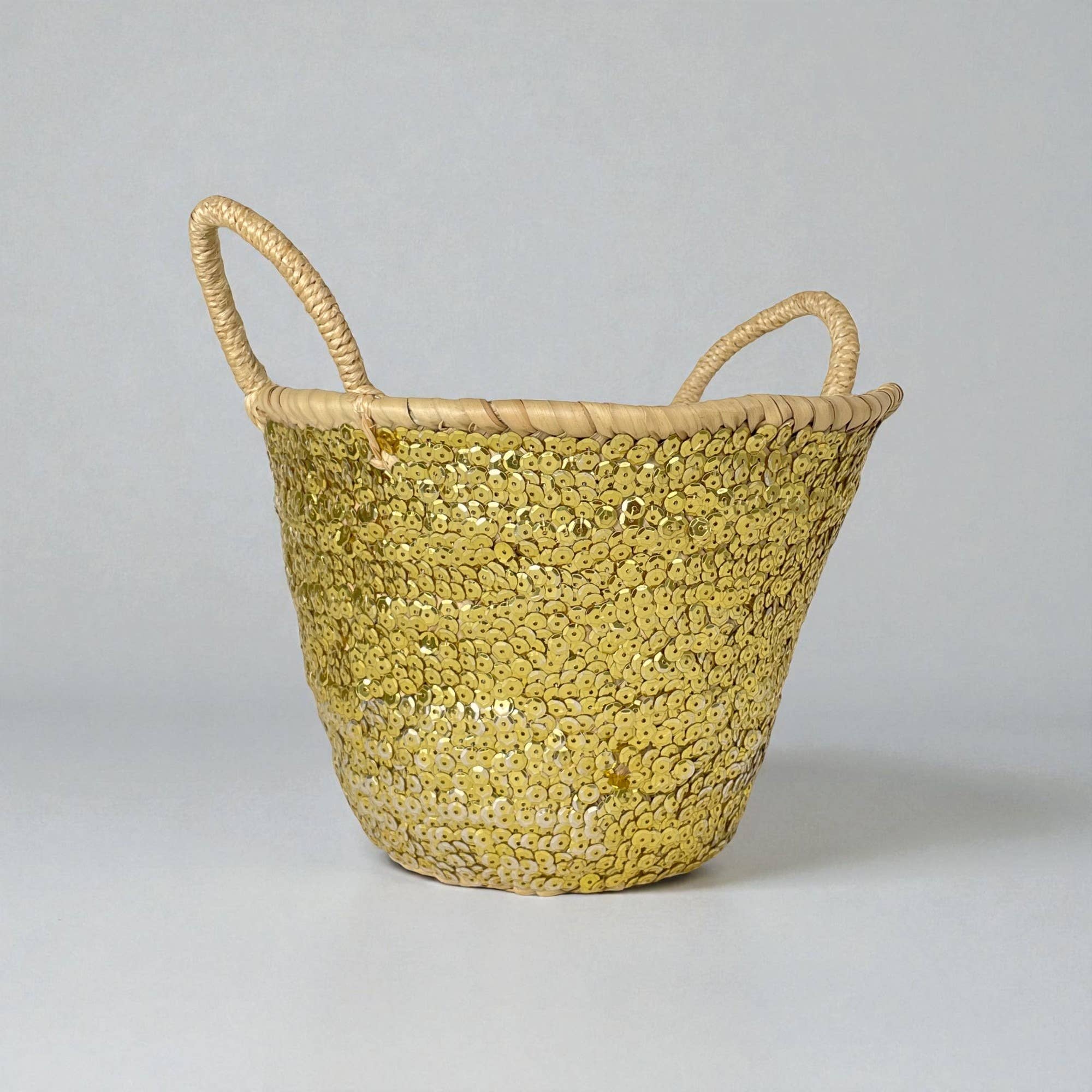 Melecraft - Wholesale Beach Bag - Sparkling Mini Sequin Straw Basket - Boho Gift Tote Bag5
