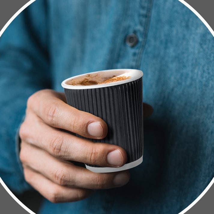 Three Leaf Products - Wholesale Disposable Cup - Three Leaf 9 Oz. Ripple Wall Cups, (Black) 900 Ct.