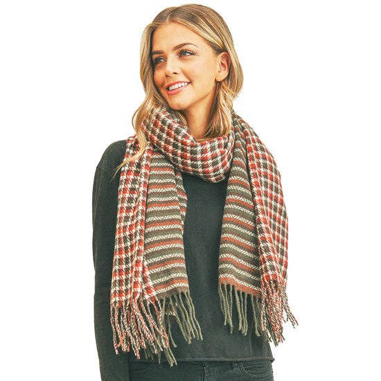 Sciarpa a due motivi con motivo pied de poule per la vendita all'ingrosso da parte di Shopping2help