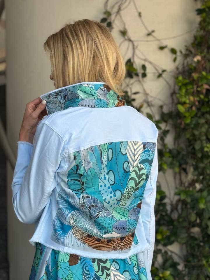 The Nantucket Breeze Denim Jacket / Sky Blue for wholesale by Stacy Bradley Design