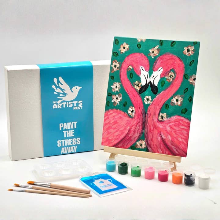 Amour de Flamant Rose : Cours de Peinture en Boîte pour la vente par The Artist's Nest
