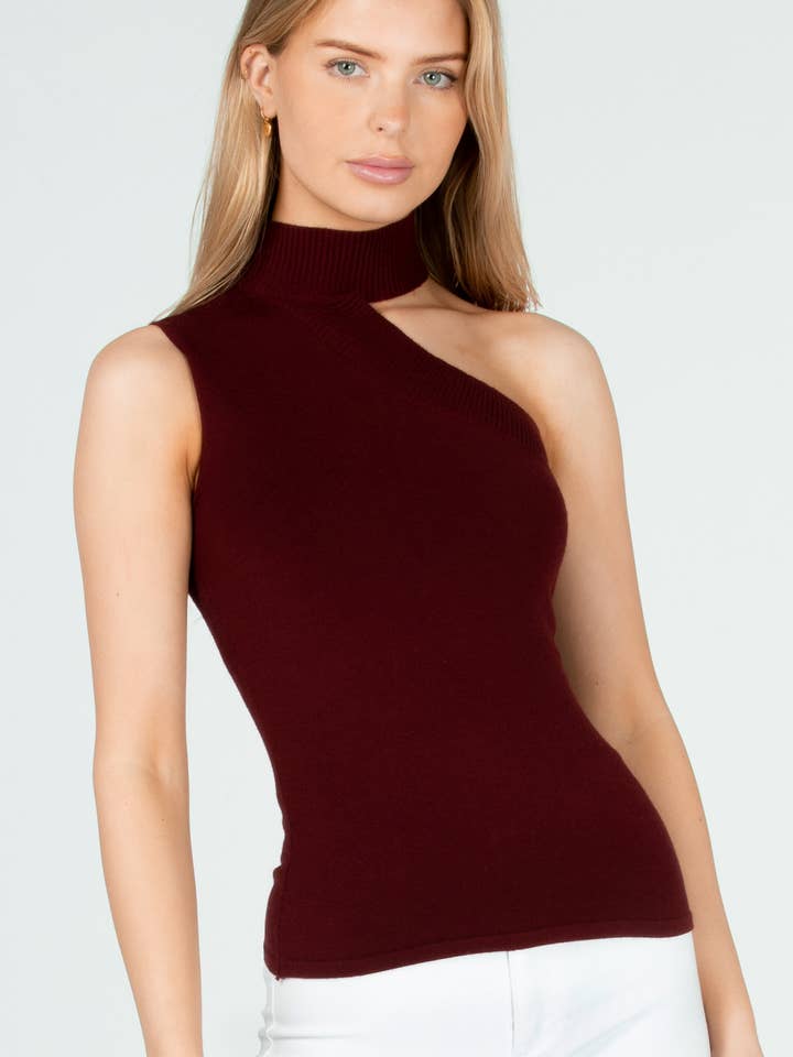 SCT1015 Sweater Knit One Shoulder Sleeveless Top for wholesale by Stump & co