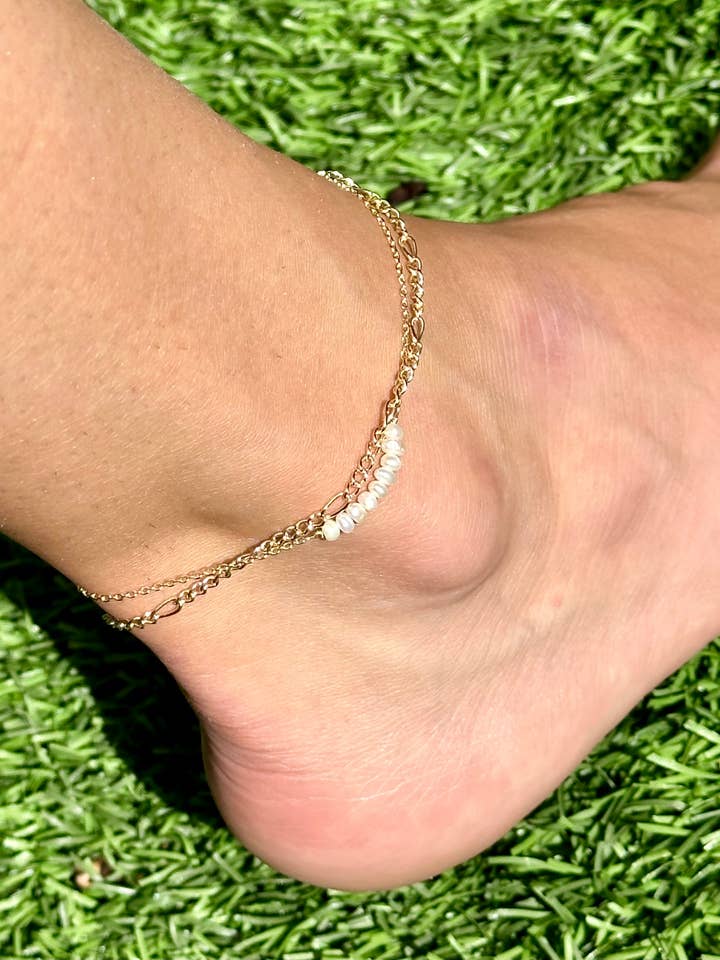 Double Layered Ak-Chain Anklet for wholesale by Offshore Surf Co