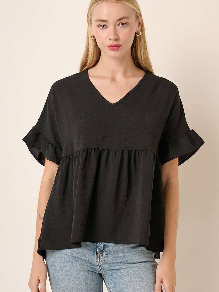 T10329-AIRFLOW DOLMAN SLEEVE BABYDOLL BLOUSE for wholesale by mittoshop