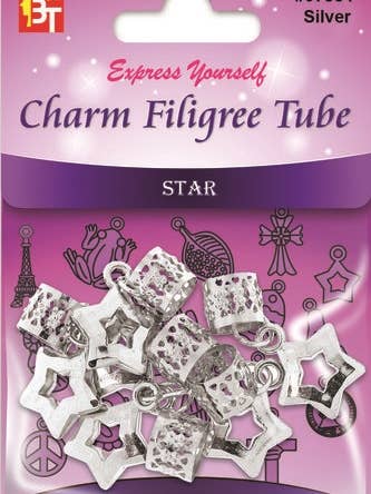 BRAID JEWELRY CHARMS-STAR - SILVER for wholesale by MI Hair Distribution