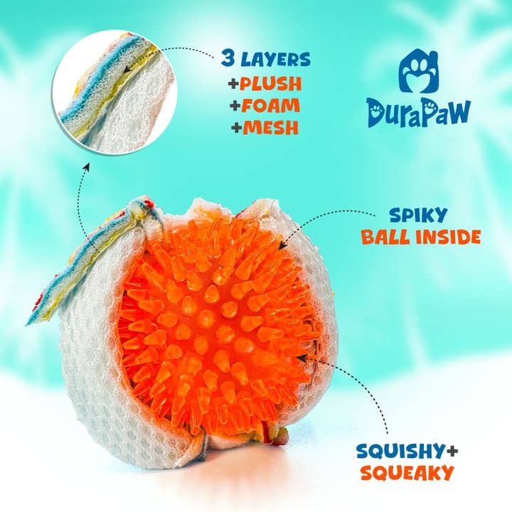 DuraPaw - Wholesale Pet plush toy – Dog - DuraPaw 2 in 1 Beach Ball Surprise Dog Toy2