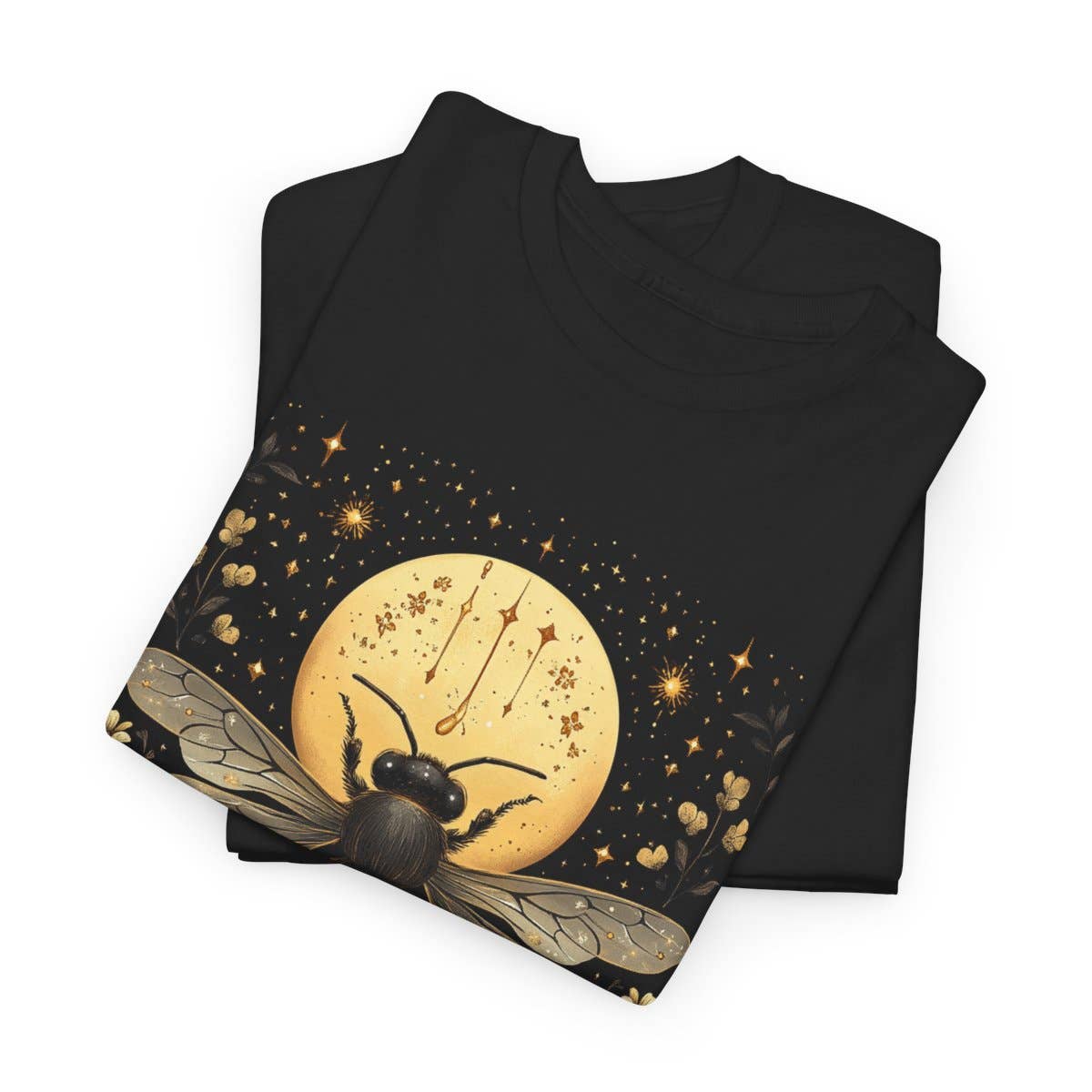 Upside Down Owl Farm - Wholesale Screen Printed T-Shirt - Women's - Boho Bee Moon & Stars T-Shirt, Floral Celestial Vibes7