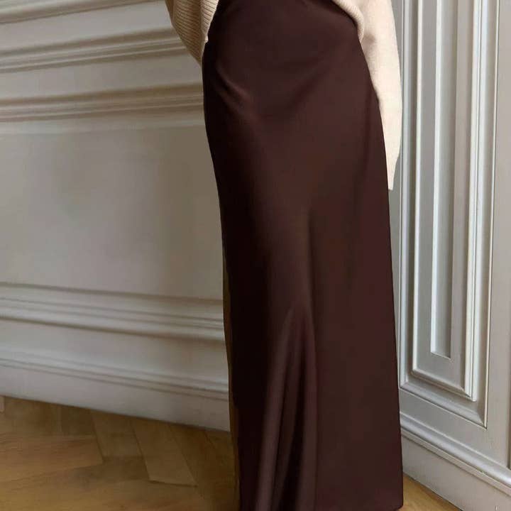 alberalkirk - Wholesale Skirt - Women's - Satin Mermaid Skirt High Waist Train Lightweight N5Z4054