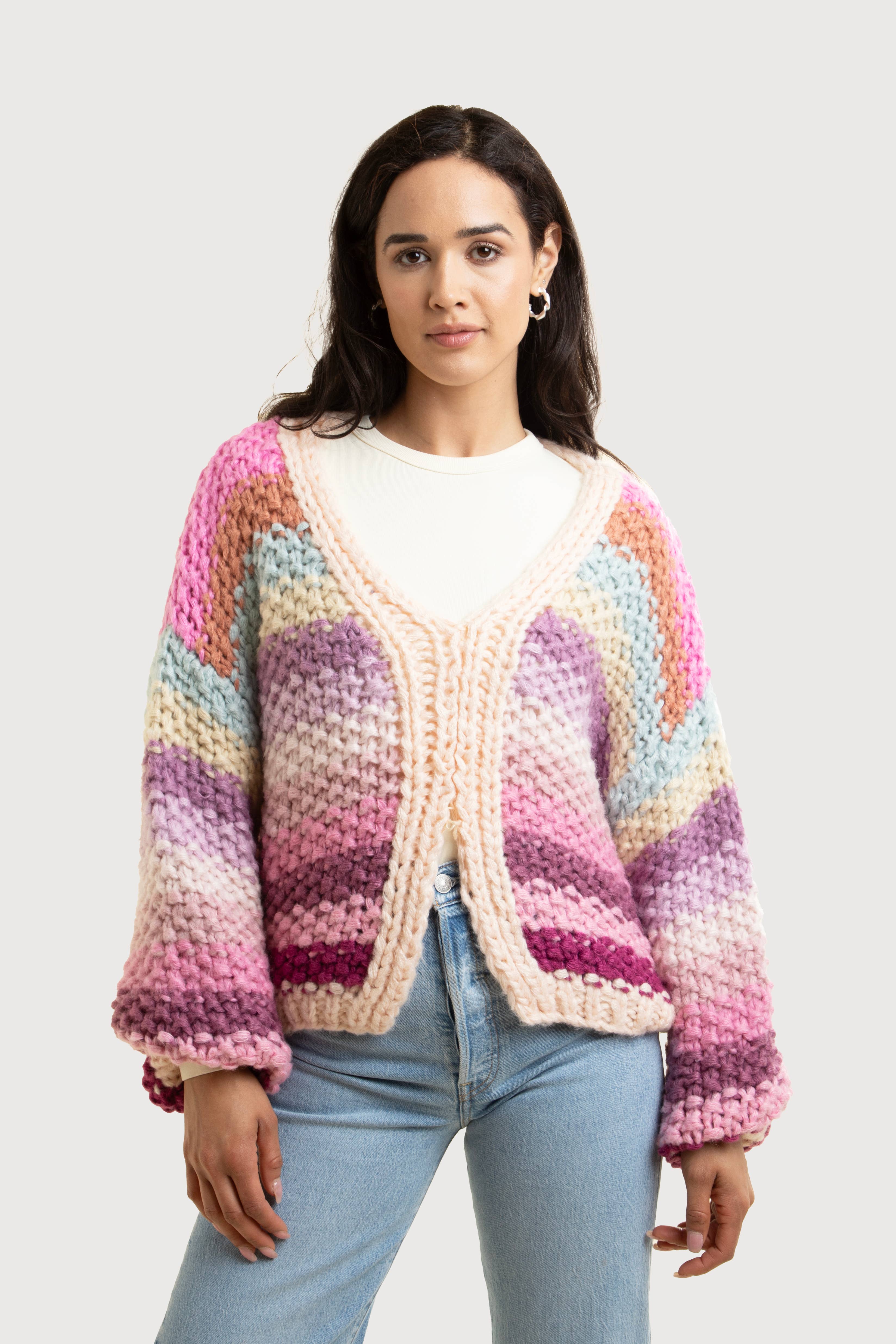 SAACHI - Wholesale Knit Sweater - Women's - Reversible Rainbow Pullover Sweater7