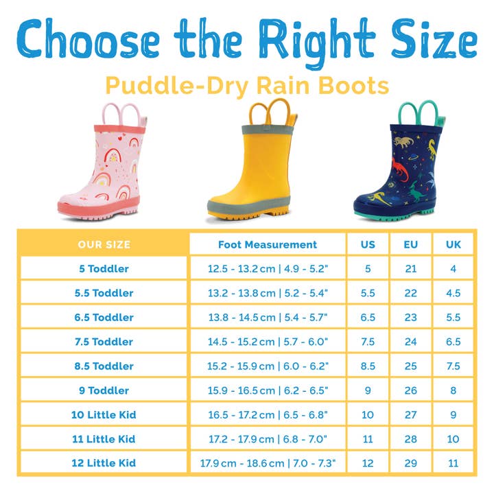 Jan & Jul - Wholesale Rain Boots - Kids - Yellow | Puddle-Dry Rain Boots (with Handles)