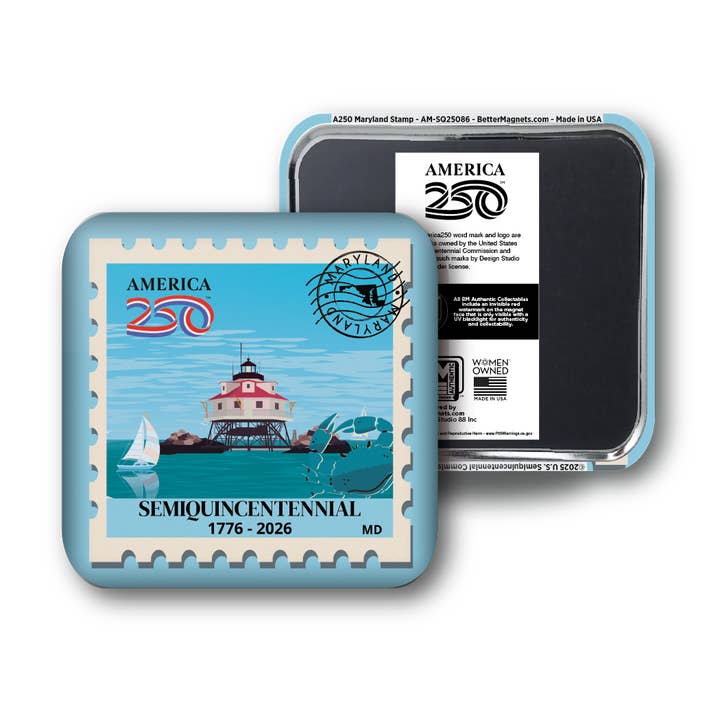 America250™ Maryland Stamp for wholesale by BetterMagnets.com by Design Studio 88 Inc