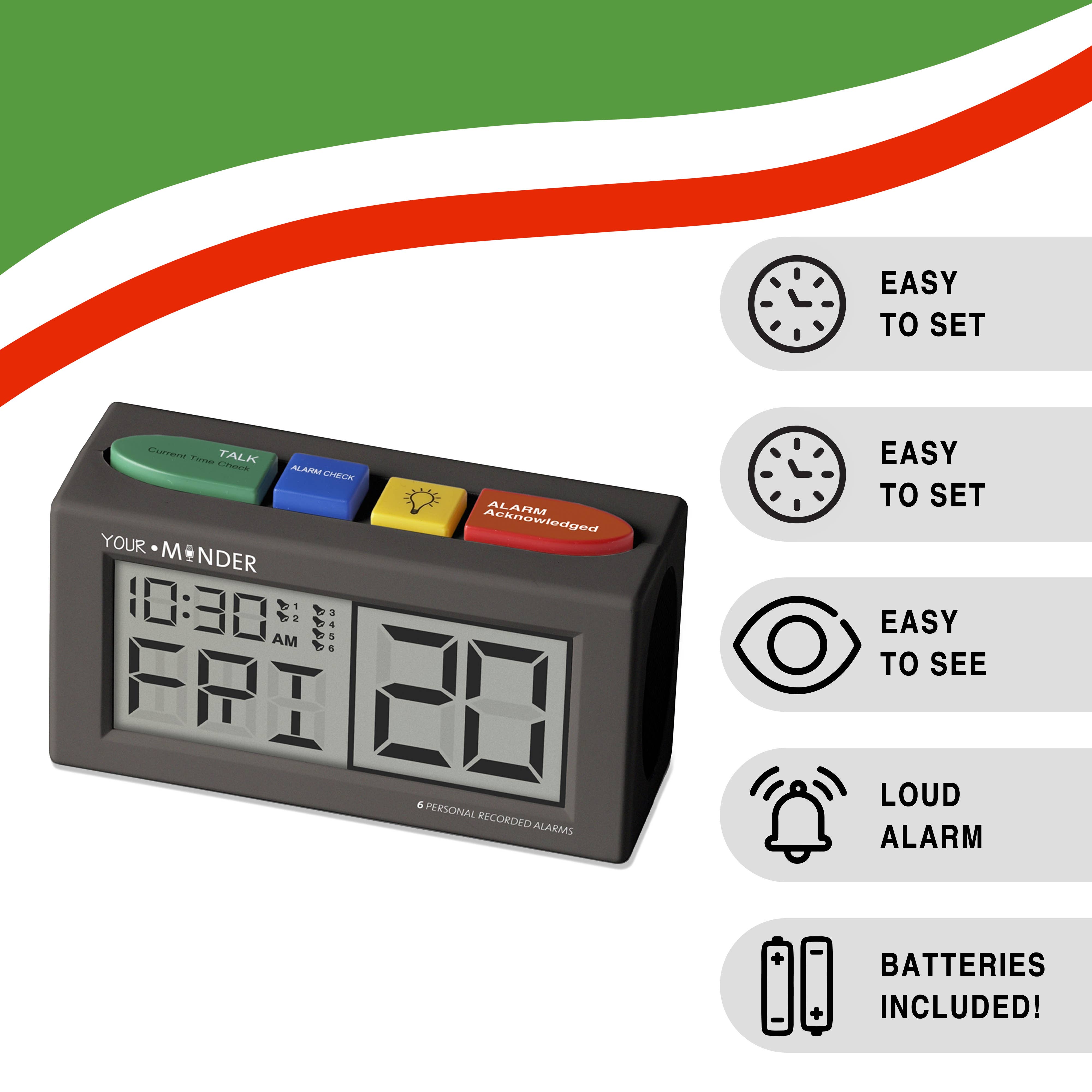 Medcenter Systems - Wholesale Alarm Clock - MedCenter Your Minder Recordable Talking Reminder Clock2