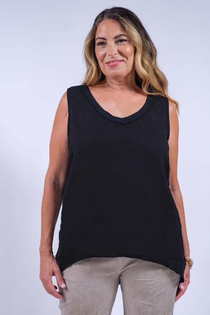 TINA Stephens Italy/Tees By Tina - Wholesale Tunic - Women's - Mona Linen Front/Cotton Back Tank (BT118)0