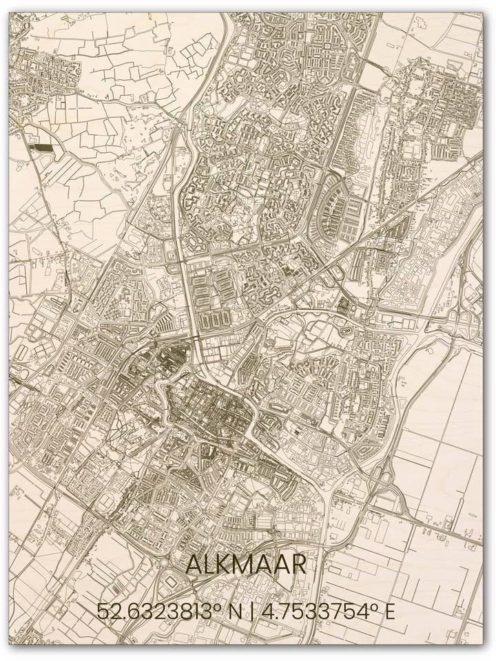 Citymap Alkmaar | wooden wall decoration for wholesale by Brandthout.