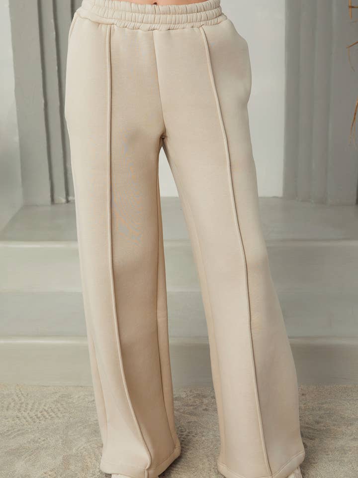 COZY FLEECE WIDE LEG PANT (77111) for wholesale by MILIO MILANO