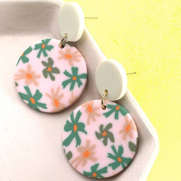 JOSSLYN by wall to wall – Großhandel Ohrhänger – RUNDE OHRRINGE AUS FIMOTON MIT BLUMEN | 40E2874