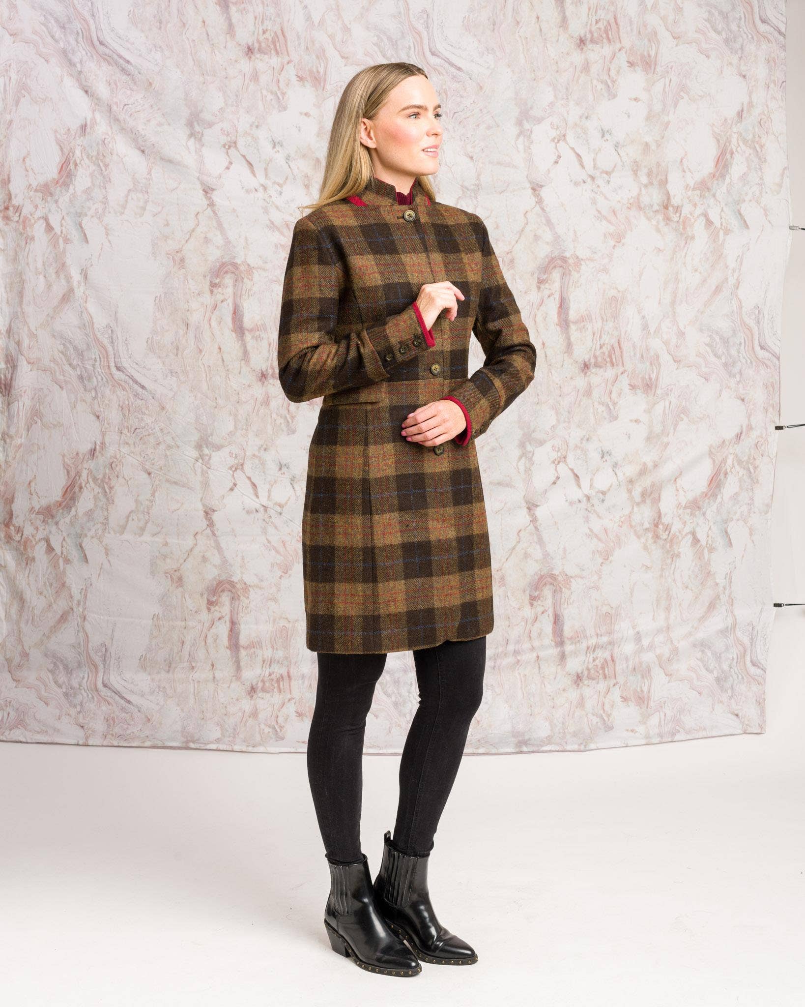 Jack Murphy Clothing - Wholesale Coat - Women's - Pamela Tweed Coat - Auburn Check1
