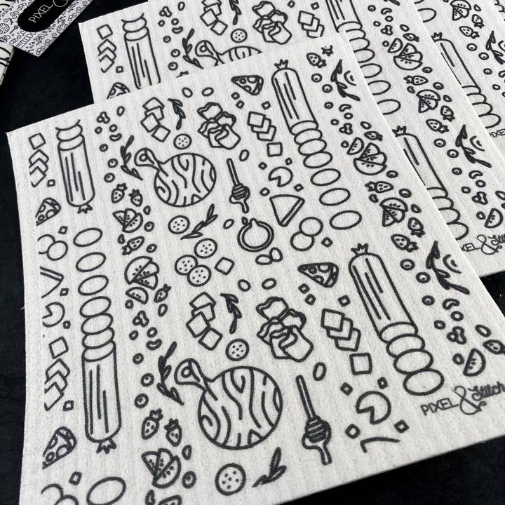 Charcuterie Board Swedish Dishcloth for wholesale by Midwestmod | Pixel + Stitch