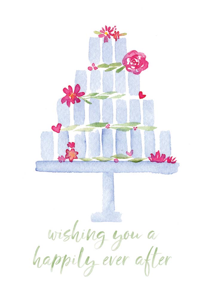 Blue Wedding Cake Greeting Card for wholesale by Dori Boyce Art