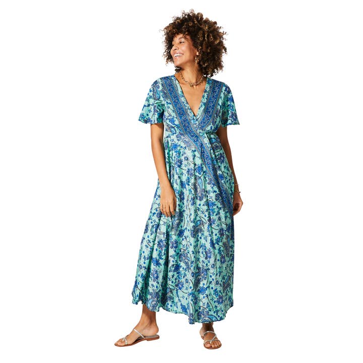 LANGES SOMMERKLEID MIT KURZEN ÄRMELN MCMAXI0656K für den Großhandel von Aller Simplement